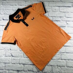 Nick Danger Men's Peach Black Short Sleeve Polo Shirt Wing Logo Size M